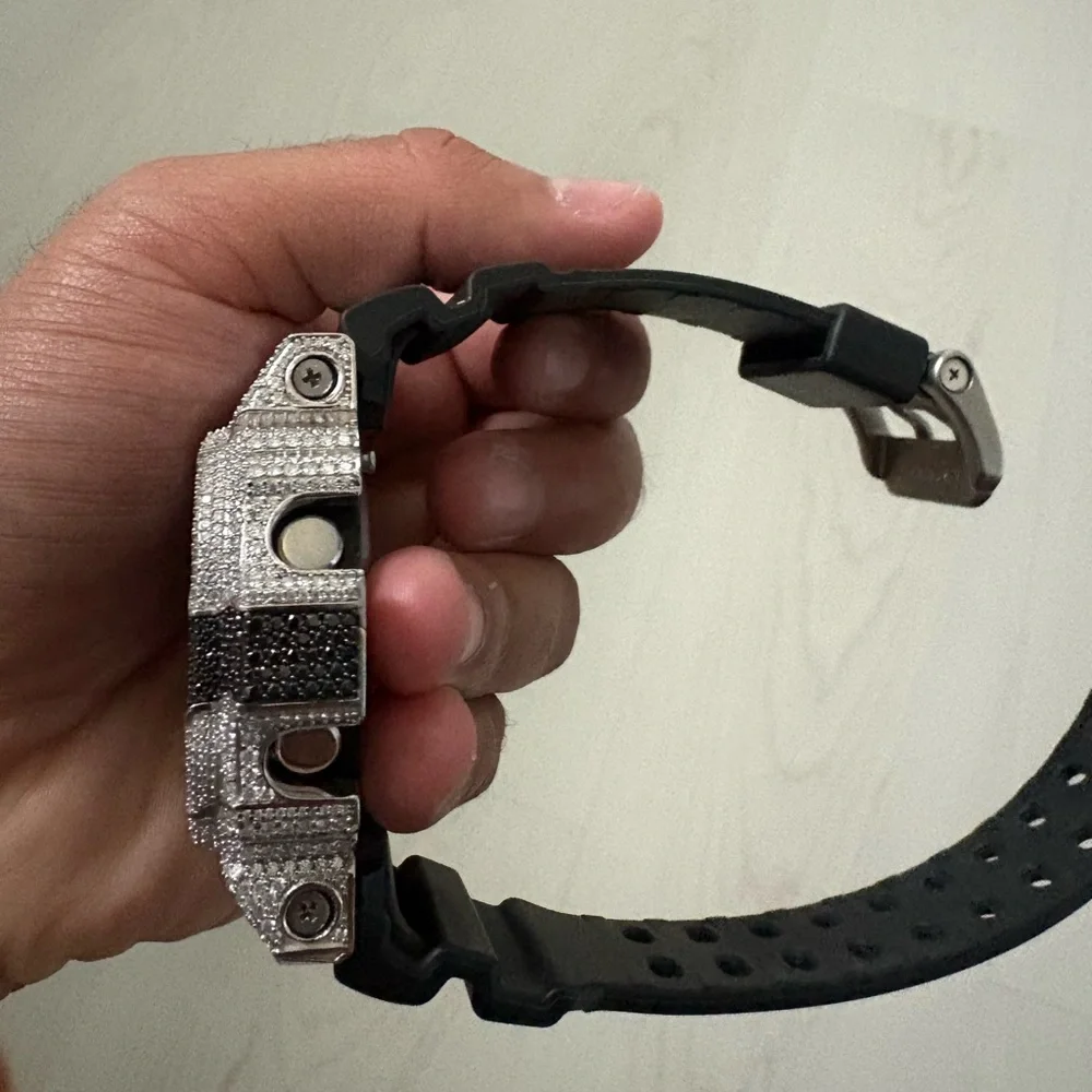 Casio Digital Watch in Black and Silver Crystal Pavé